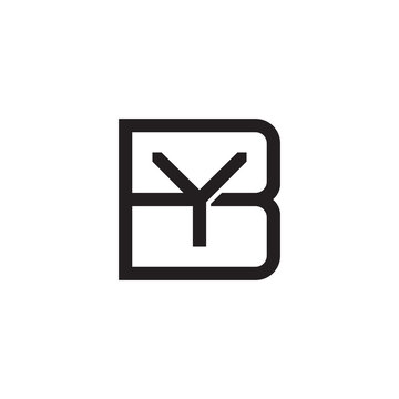 recommend clip art: Initial letter B and Y, BY, YB, overlapping Y inside B, line art logo, black monogram color