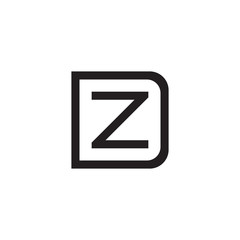 Initial letter D and Z, DZ, ZD, overlapping Z inside D, line art logo, black monogram color