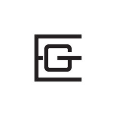 Initial letter E and G, EG, GE, overlapping G inside E, line art logo, black monogram color