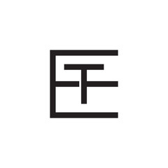 Initial letter E and T, ET, TE, overlapping T inside E, line art logo, black monogram color