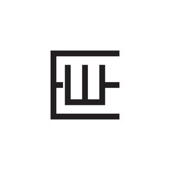 Initial letter E and W, EW, WE, overlapping W inside E, line art logo, black monogram color