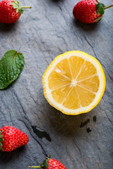 Lemon and strawberries, source of vitamin C