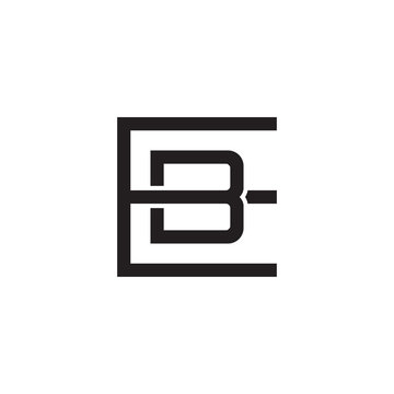 Initial letter E and B, EB, BE, overlapping B inside E, line art logo, black monogram color