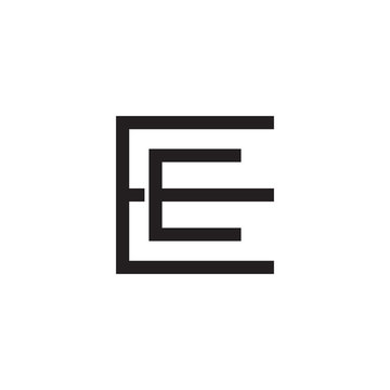 Initial letter E and E, EE, overlapping E inside E, line art logo, black monogram color