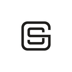 Initial letter G and S, GS, SG, overlapping S inside G, line art logo, black monogram color