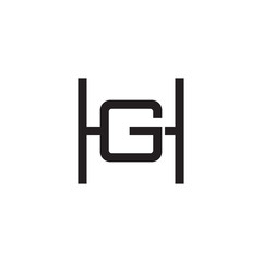 Initial letter H and G, HG, GH, overlapping G inside H, line art logo, black monogram color