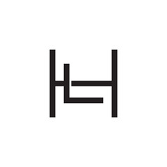 Fototapeta premium Initial letter H and L, HL, LH, overlapping L inside H, line art logo, black monogram color
