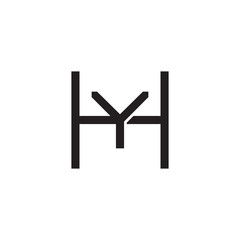 Initial letter H and Y, HY, YH, overlapping Y inside H, line art logo, black monogram color