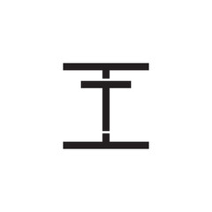 Initial letter I and T, IT, TI, overlapping T inside I, line art logo, black monogram color