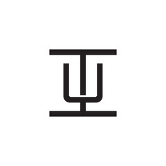 Initial letter I and U, IU, UI, overlapping U inside I, line art logo, black monogram color
