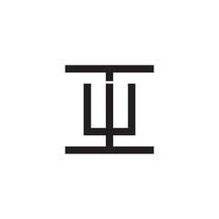 Initial letter I and W, IW, WI, overlapping W inside I, line art logo, black monogram color