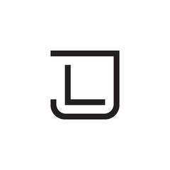 Initial letter J and L, JL, LJ, overlapping L inside J, line art logo, black monogram color