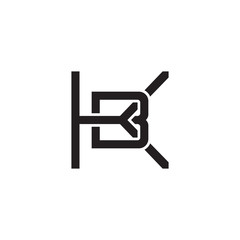 Initial letter K and B, KB, BK, overlapping B inside K, line art logo, black monogram color