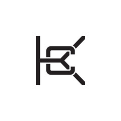 Initial letter K and C, KC, CK, overlapping C inside K, line art logo, black monogram color