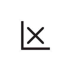 Initial letter L and X, LX, XL, overlapping X inside L, line art logo, black monogram color
