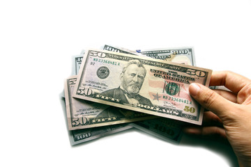 USD notes as background / The United States dollar is the official currency of the United States