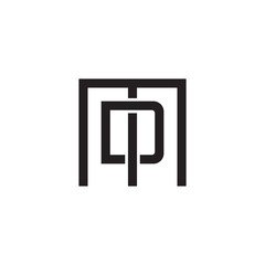 Initial letter M and D, MD, DM, overlapping D inside M, line art logo, black monogram color