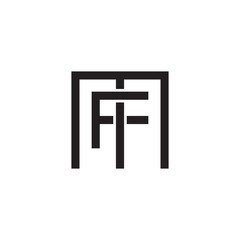 Initial letter M and F, MF, FM, overlapping F inside M, line art logo, black monogram color