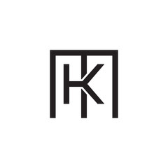 Initial letter M and K, MK, KM, overlapping K inside M, line art logo, black monogram color