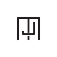 Initial letter M and J, MJ, JM, overlapping J inside M, line art logo, black monogram color