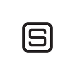 Initial letter O and S, OS, SO, overlapping S inside O, line art logo, black monogram color