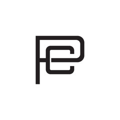 Initial letter P and C, PC, CP, overlapping C inside P, line art logo, black monogram color