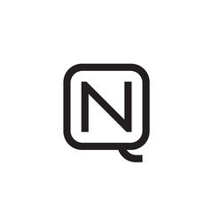 Initial letter Q and N, QN, NQ, overlapping N inside Q, line art logo, black monogram color