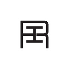 Initial letter R and I, RI, IR, overlapping I inside R, line art logo, black monogram color