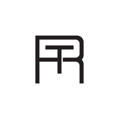 Initial letter R and T, RT, TR, overlapping T inside R, line art logo, black monogram color