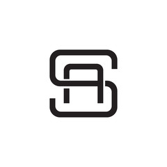 Initial letter S and A, SA, AS, overlapping A inside S, line art logo, black monogram color