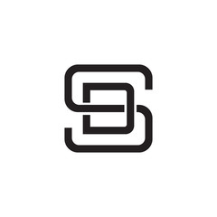 Initial letter S and D, SD, DS, overlapping D inside S, line art logo, black monogram color