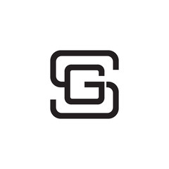 Initial letter S and G, SG, GS, overlapping G inside S, line art logo, black monogram color