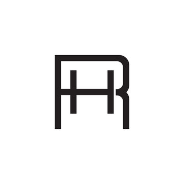 recommend clip art: Initial letter R and H, RH, HR, overlapping H inside R, line art logo, black monogram color