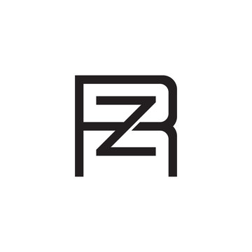 recommend clip art: Initial letter R and Z, RZ, ZR, overlapping Z inside R, line art logo, black monogram color