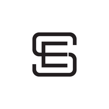 Initial letter S and E, SE, ES, overlapping E inside S, line art logo, black monogram color