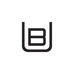 Initial letter U and B, UB, BU, overlapping B inside U, line art logo, black monogram color