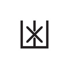 Obraz premium Initial letter W and X, WX, XW, overlapping X inside W, line art logo, black monogram color