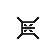 Initial letter X and E, XE, EX, overlapping E inside X, line art logo, black monogram color