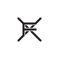 Initial letter X and F, XF, FX, overlapping F inside X, line art logo, black monogram color