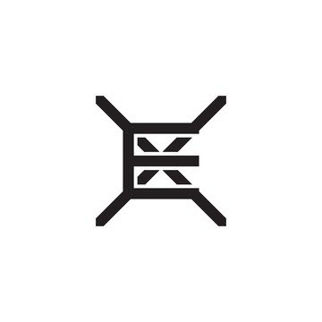 recommend clip art: Initial letter X and E, XE, EX, overlapping E inside X, line art logo, black monogram color
