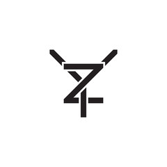 Initial letter Y and Z, YZ, ZY, overlapping Z inside Y, line art logo, black monogram color