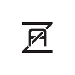 Initial letter Z and A, ZA, AZ, overlapping A inside Z, line art logo, black monogram color - obrazy, fototapety, plakaty