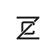 Initial letter Z and C, ZC, CZ overlapping C inside Z, line art logo, black monogram color