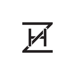 Initial letter Z and H, ZH, HZ, overlapping H inside Z, line art logo, black monogram color