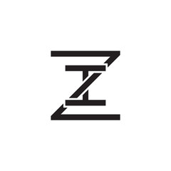 Initial letter Z and I, ZI, IZ, overlapping I inside Z, line art logo, black monogram color