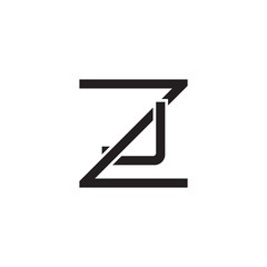 Initial letter Z and J, ZJ, JZ, overlapping J inside Z, line art logo, black monogram color