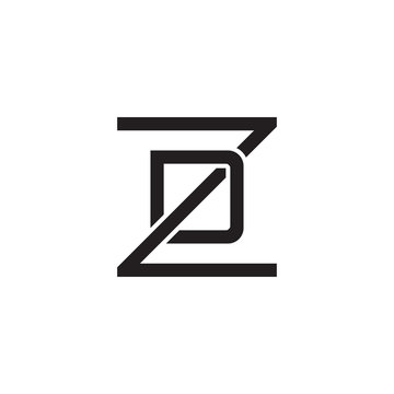 Initial letter Z and D, ZD, DZ, overlapping D inside Z, line art logo, black monogram color