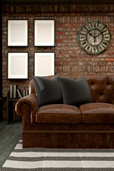 Obraz premium Loft Style Interior Design. 3D Rendering