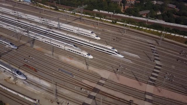 China's modern high rail railway track，
Rural scenery