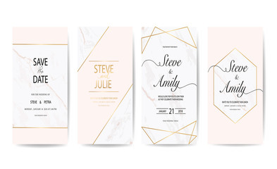 wedding invitation card with marble